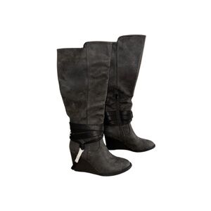 Dark Grey Full Length Wedge Boot